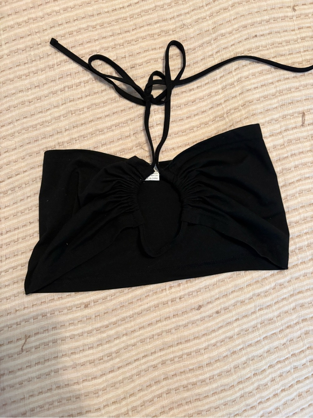 SHEIN Black Halter Cutout Crop Top